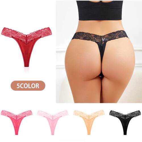 Lace Thongs for Women T Back Low Waist Panties Hollow Out