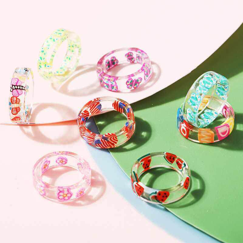 Summer fruit resin ring rings women欧美创意夏季水果树脂戒指