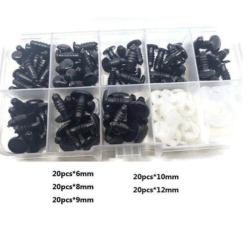 6mm/8mm/9mm/10mm/12mm Safety Eyes Black Color Fit for Croche