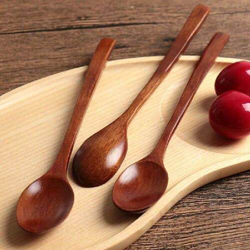 6Pcs/Set Japanese Style Wooden Spoon Coffee Honey Long
