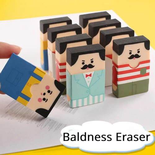 Cute Funny Bald Man Eraser Students Pencil Rubber Without Le