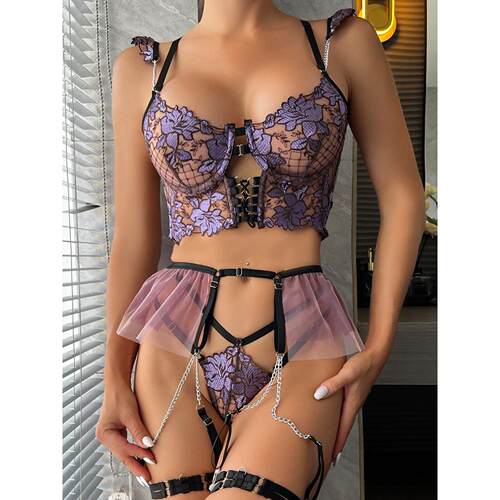 Fun lingerie, sexy bra, suspender, stockings, bra set