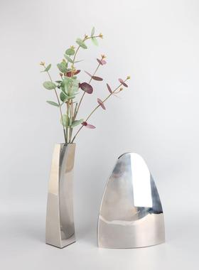 现代简约金属不锈钢花器轻奢摆件售楼处样板间家居客厅桌面工艺品