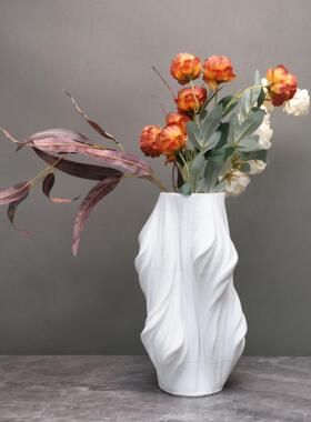 现代简约白色插花花器装饰品样板房酒店客厅餐厅玄关家居花瓶摆件