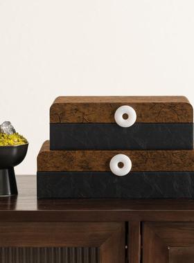 新中式中古样板间软装饰品摆件衣帽间书房收纳首饰盒收纳盒装饰品