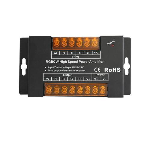 5通道RGBCW放大器 RGB+CCT信号功率放大器 50A五合一同步灯带灯具