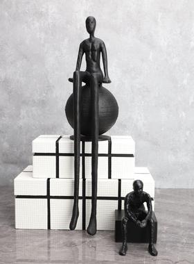 欧式创意人物样板间摆件客厅办公室电视柜书房家居桌面软装饰品