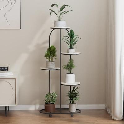 简约奶油风客厅现代室内盆景装饰架北欧铁艺花架可移动多层置物展