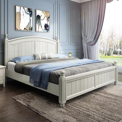 美式床白蜡木实木床1.8米双人床现代简约1.5m白色公主床主卧婚床