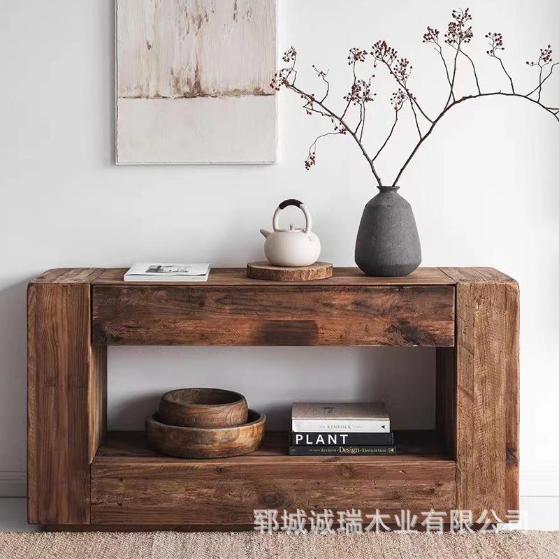 玄关柜桌子阳台飘窗小矮桌坐地榆木地台茶几暖茶桌实木国学桌炕桌