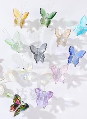 水晶小蝴蝶摆件店铺柜台装饰品摆设酒柜客厅办公室家居工艺品礼物