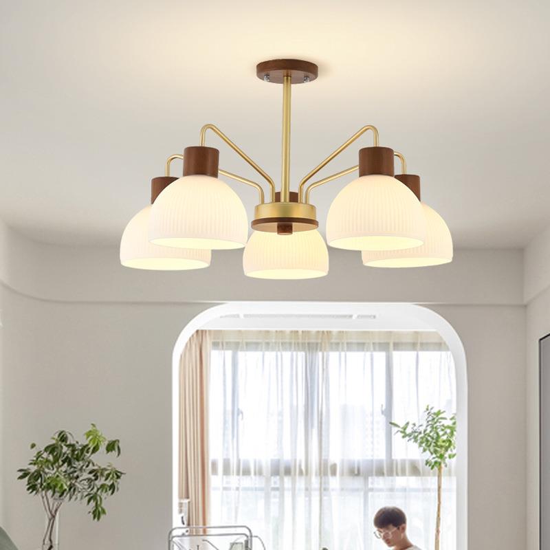 北欧客厅吊灯现代简约胡桃木餐厅灯创意温馨日式侘寂风实木卧室灯