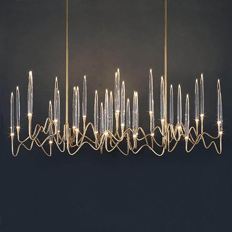 美式吊灯餐厅轻奢超长吧台现代简约艺术设计感极简创意烛台灯具