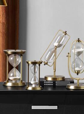 创意金属沙漏计时器摆件刷牙30分钟60分钟欧式书房办公室软装饰品