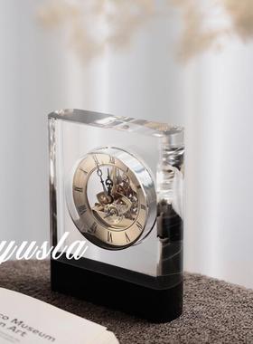 机械时钟表简约轻奢样板间客厅电视柜座钟台钟书房柜摆件软装饰品