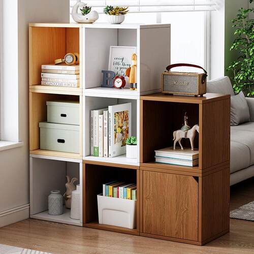 书柜落地自由组合格子柜楼梯下收纳柜阶梯柜家用简易书架置物架