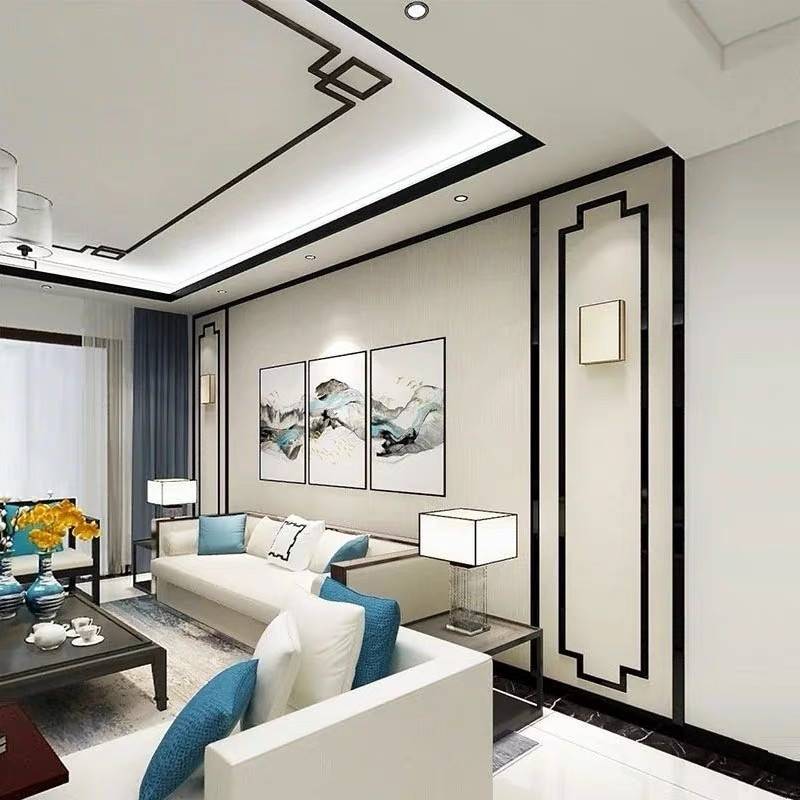 黑钛金不锈钢角花吊顶新中式金属造型装饰u型线条包边收边条定制