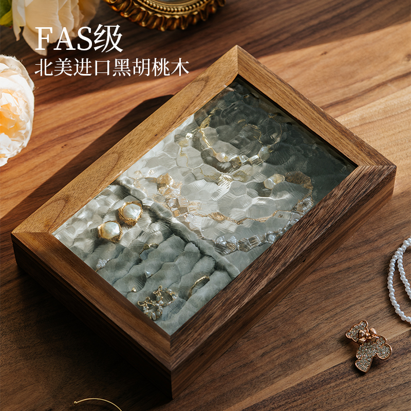 樱桃木覆古首饰收纳盒结婚礼物实木戒指丝绒盒项炼珠宝盒精致高档