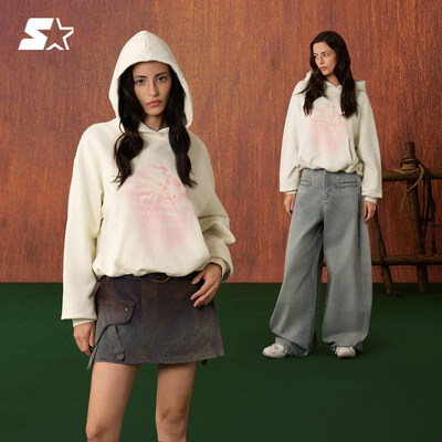 STARTER卫衣2026春季新款宽松纯棉短款女生连帽卫衣外套男生上衣