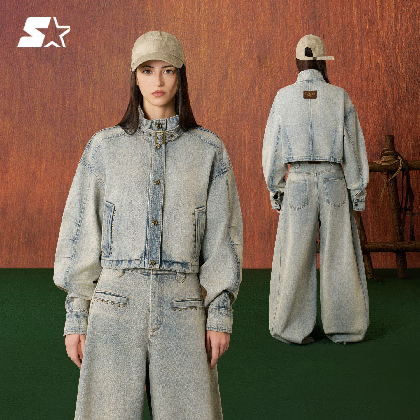 STARTER牛仔夹克2026春季新款复古休闲纯棉宽松女生短款外套上衣,运动服/休闲服装,运动茄克/外套,淘宝优惠券,粉丝福利购,淘宝优惠卷