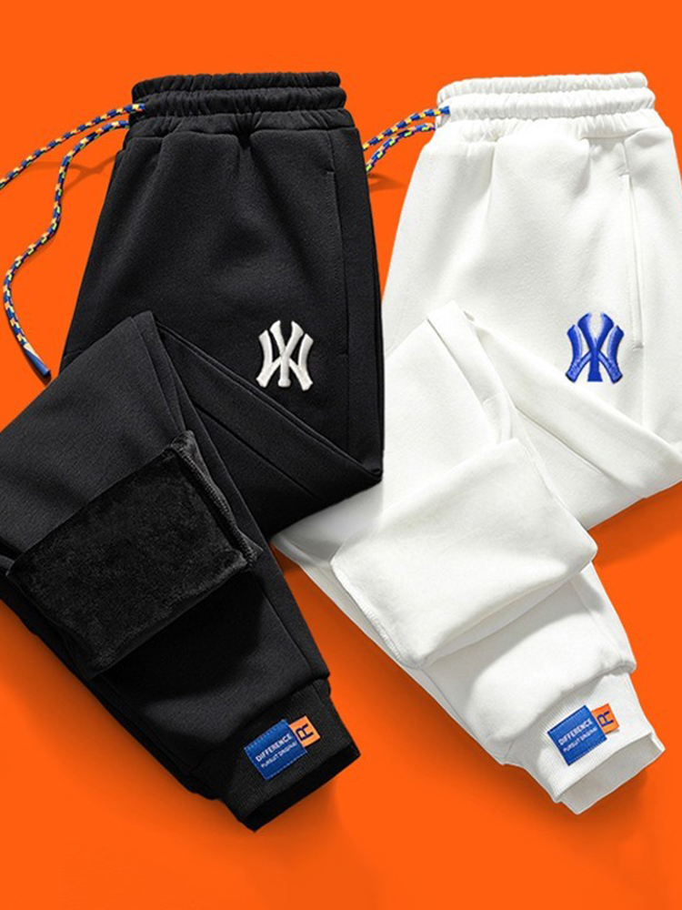 奥特莱斯丨一折丨重磅男女刺绣logo纯棉休闲裤加绒秋冬季束脚卫裤