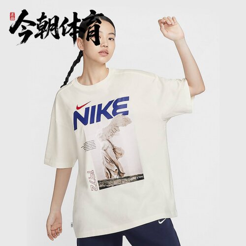 Nike/耐克 女子短袖复古做旧图天使宽松舒适棉质T恤 HF6292-133