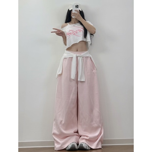 XXBUNI美式复古设计感屁帘高腰jazz裤夏季宽松垂感直筒爵士舞裤子
