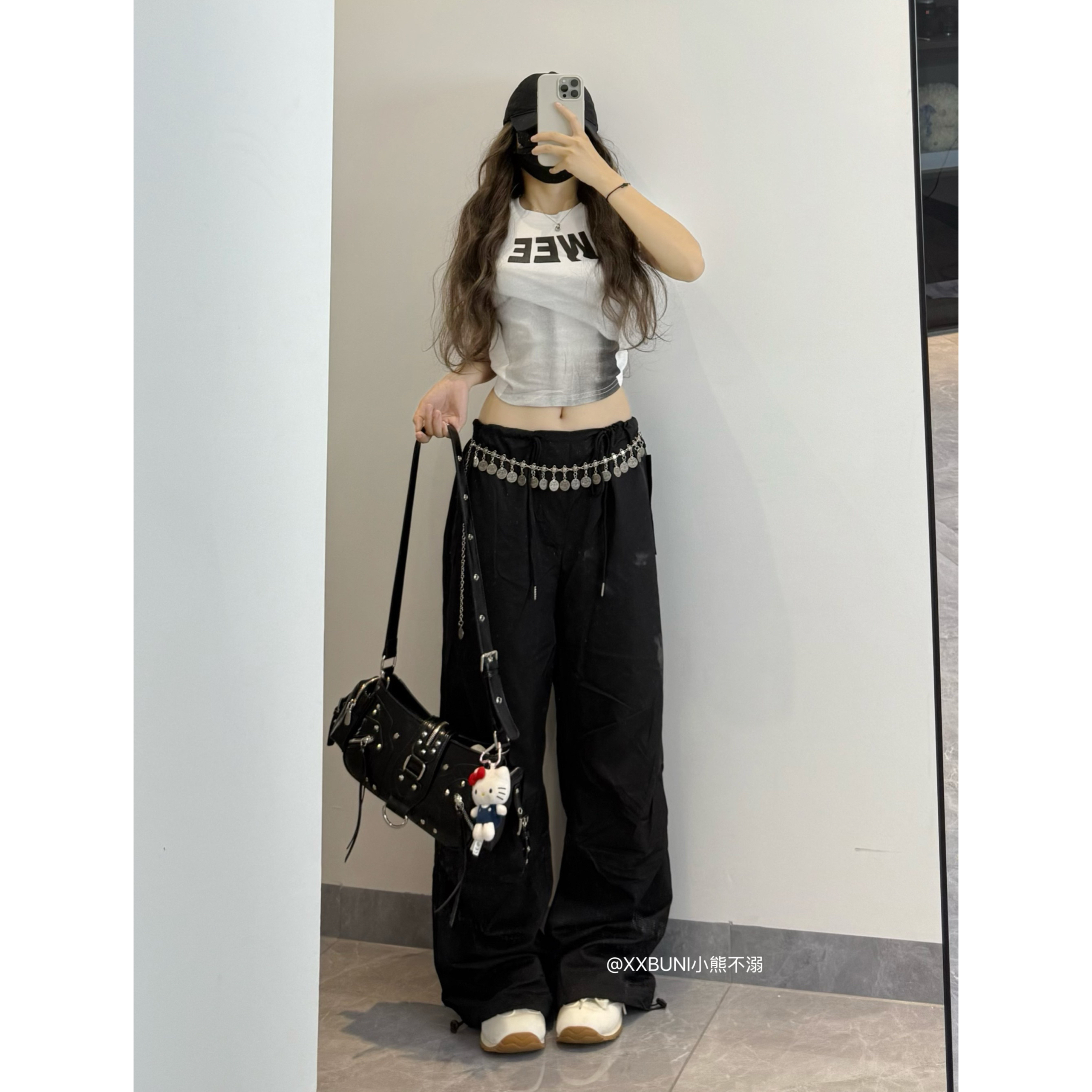 XXBUNI辣妹跳舞裤子伞兵工装裤女设计感街舞爵士舞裤子运动休闲裤
