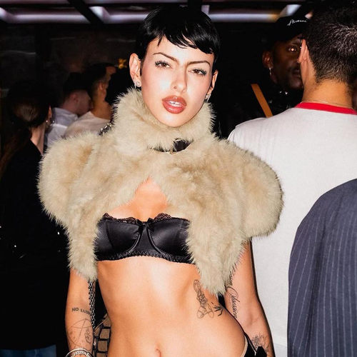欧美时尚毛毛仿皮草马甲披肩短上衣女 Fur Crop Shawl Top Vest