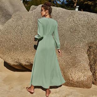 loose sleeves ladies big dress swing long casual skirt