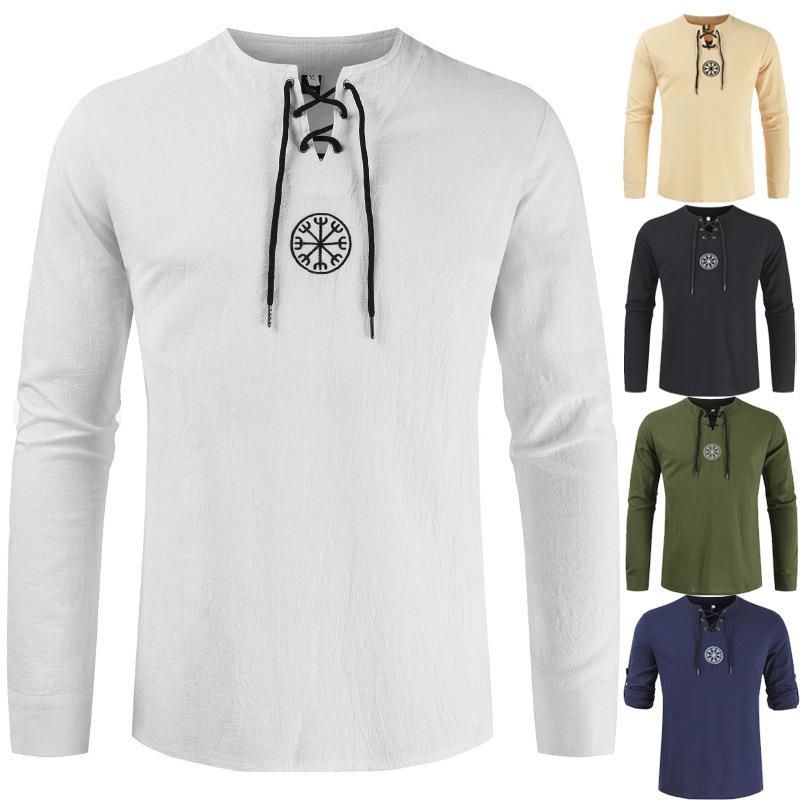 Shirt Size Large Collar Drawstring Mens Shirt Sleeve Long