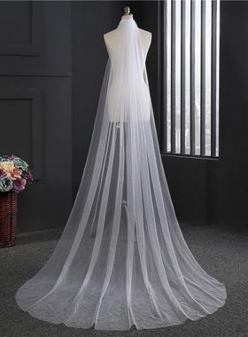 veil rice full veil trailing round comb with veil plain