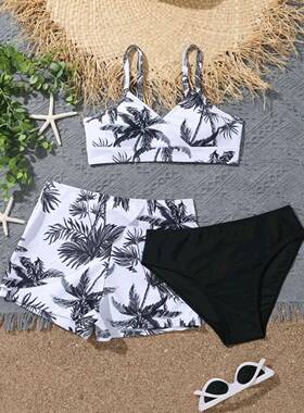 Sexy three-piece bikini swimsuit for middle and older kids