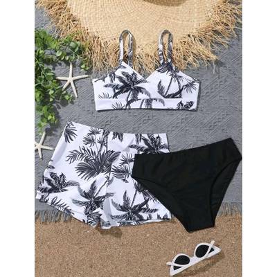 Sexy three-piece bikini swimsuit for middle and older kids