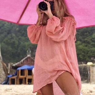 loose cotton beach bamboo INS blouse sun dress protection