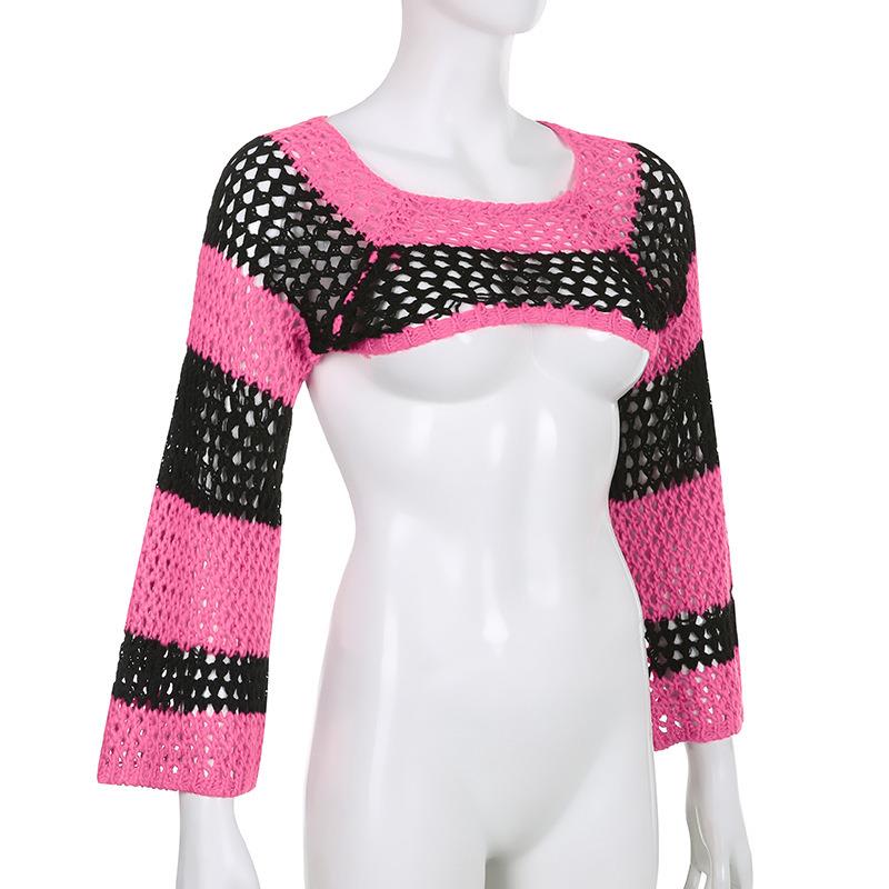 womens broken pullover striped sweater gothic visual kei