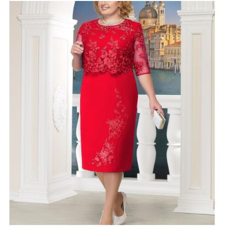 Lace splicing fake two-piece suit fat dress plus size dress