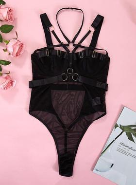 dark techwear bandage mock out female tops bodysuit cyber