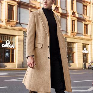 Five-color British mens long trench coat woolen coat mens