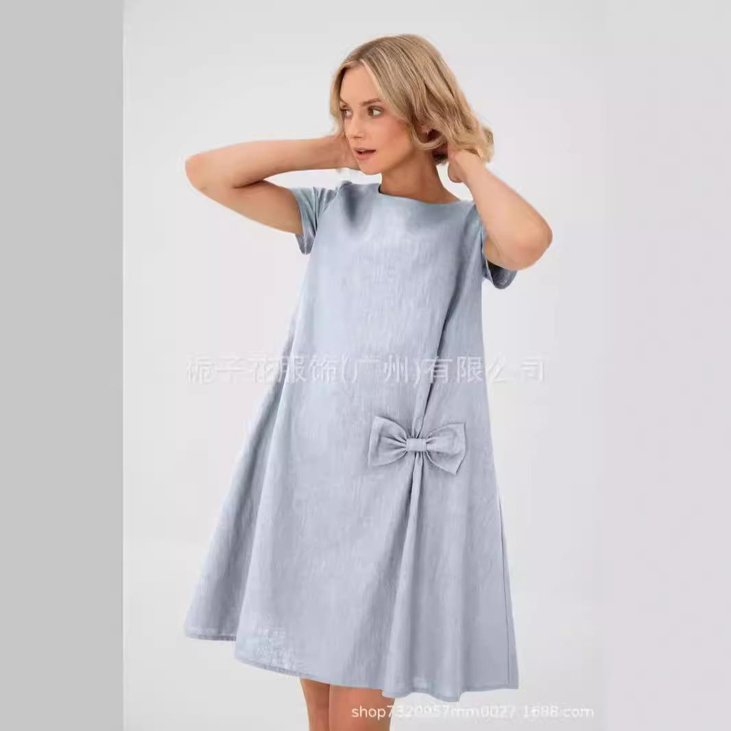 Dress womens cotton long dress cotton and linen short
