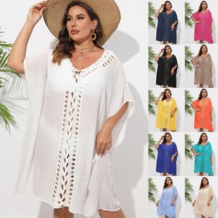 patchwork ladies loose dress beach outer cover bikini