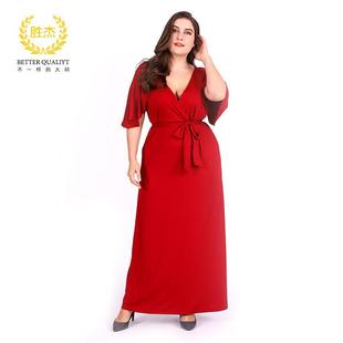 skirt swing big dress woman fat V-neck sexy red dress