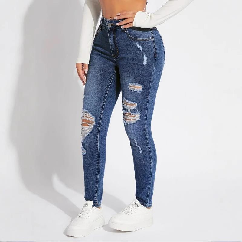 Women's tight ripped casual fashion skinny jeans