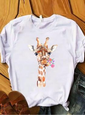 retro pullover loose oversize clothing woman animals tshirt