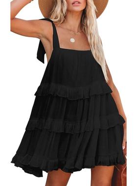 dresses mini suspenders sleeveless strap summer dress beach