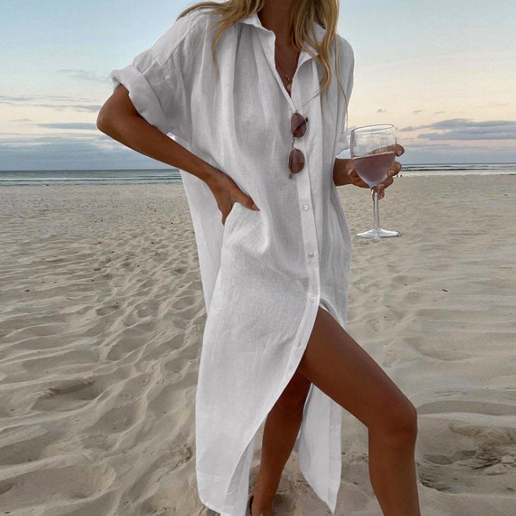 casual style linen all-match color mid-length and solid
