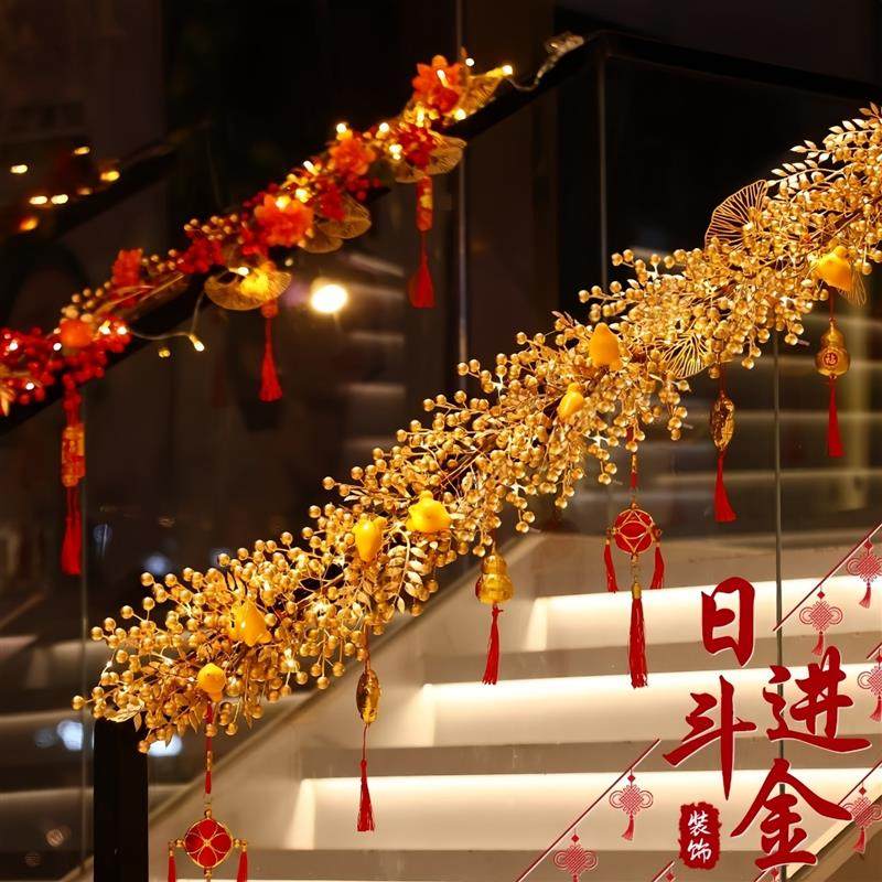 新年楼梯装饰2026年马年过年商场店铺酒店扶手红果藤条发财果挂饰,节庆用品/礼品,挂饰/生肖挂饰,淘宝优惠券,粉丝福利购,淘宝优惠卷