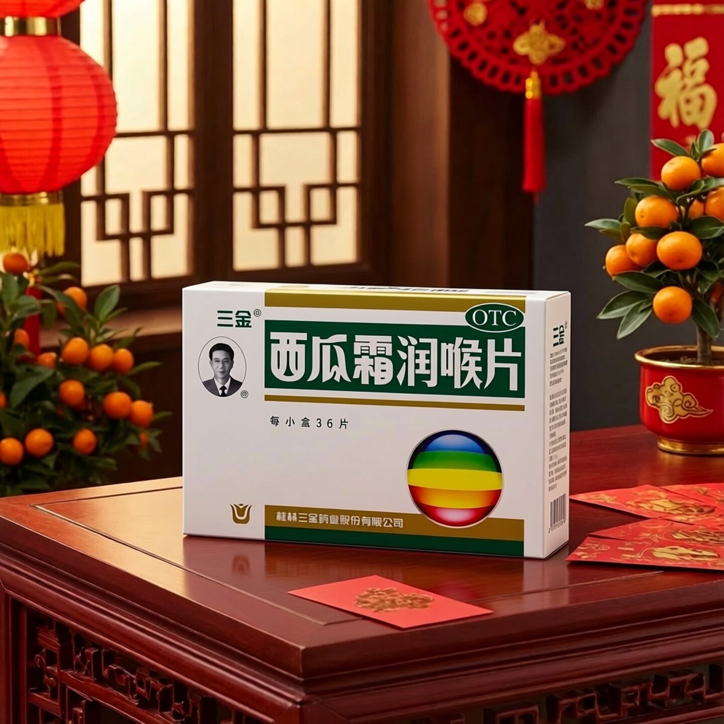 [三金]西瓜霜润喉片0.6g*36片/盒