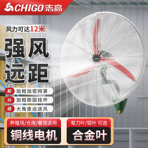 志高大风力摇头壁挂式电风扇