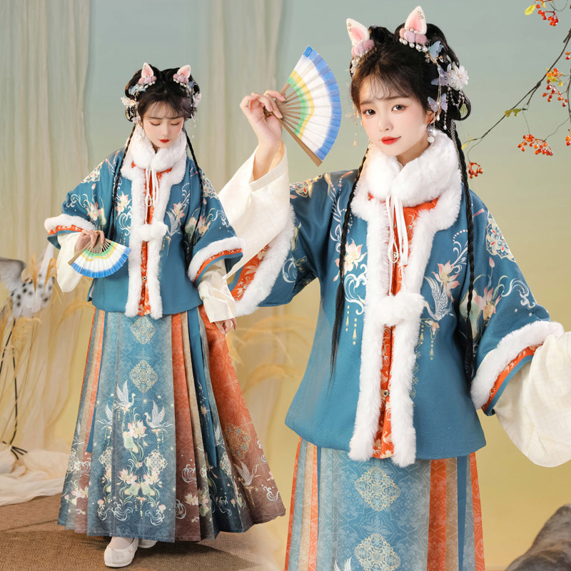 墨染霜华不染明制汉服女方领加绒厚款半臂超仙马面裙毛呢冬拜年服,女装/女士精品,汉服半身裙,淘宝优惠券,粉丝福利购,淘宝优惠卷